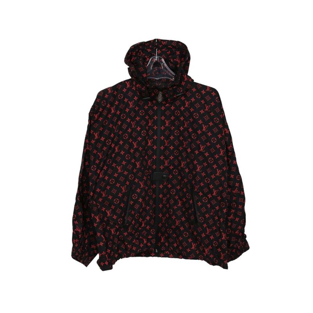 Red Monogram Nylon Shorts Hooded Jacket